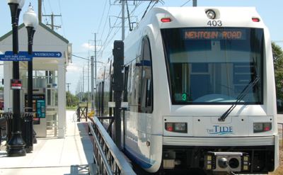 Tide light rail train in Norfolk